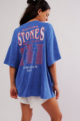 Daydreamer Rolling Stones World Tour Tee at Free People in Blue Acid Wash