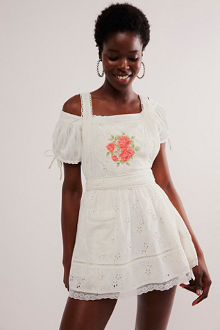 For Love & Lemons Rose Embroidery Apron | Free People