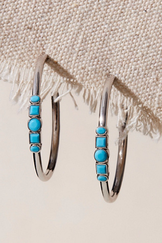 Leeada Colored Hoops by Leeada Jewelry at Free People in Turquoise/Silver