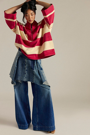 We The Free Seaside Funnel Pullover at Free People in Red, Size: XL