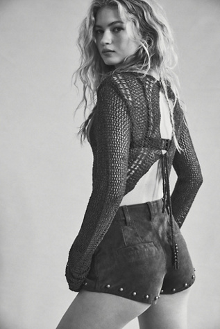 We The Free The Cool Kid Suede Micro Shorts at Free People in Brown, Size: US 12