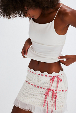 ◆RONRON◆ LOVER STITCH POCKET MINI SKIRT TUBE TOP WHITE For Love and Lemons Jolene Embroidered Mini Skirt in White