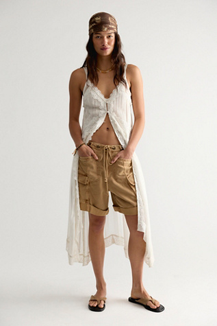 Frankie Washed Shorts at Free People in Iced Coffee, Size: Medium