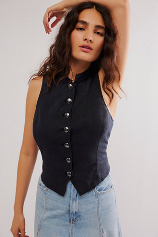 Back It Up Waistcoat Jacket at Free People in Black, Size: Medium