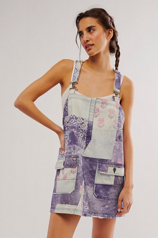 We The Free Overall Smock Printed Mini Top at Free People in Indigo Combo, Size: Large