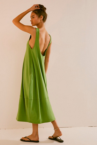 Free People Taking Sides Bright Green Maxi Dress Size M NEW Flowy