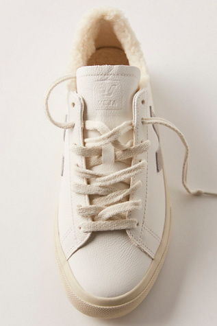 Veja Campo Shearling Sneakers At Free People In Extra White/Light Grey, Size: EU 38