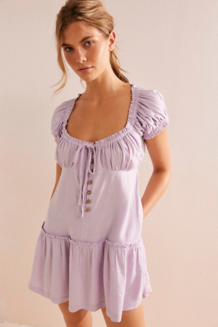 Perri Linen Drop-Waist Mini par free-est en Lavender Fog, pour femme taille: XS chez Free People