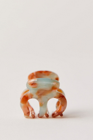 Mini Octopus Claw Clip at Free People in Blue Brown Marble