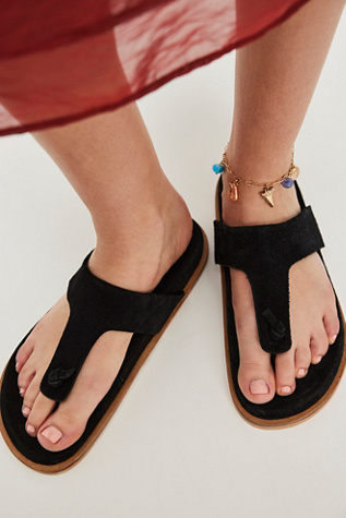 Mika Footbed Sandals By FP Collection At Free People In Black Suede, Size: US 8