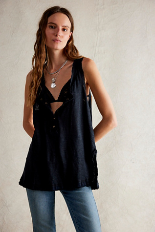 We The Free Love Language Solid Tank Top at Free People in Black, Size: Large