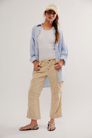 Lay Back Crop Pants at Free People in Tan Combo, Size: US 0