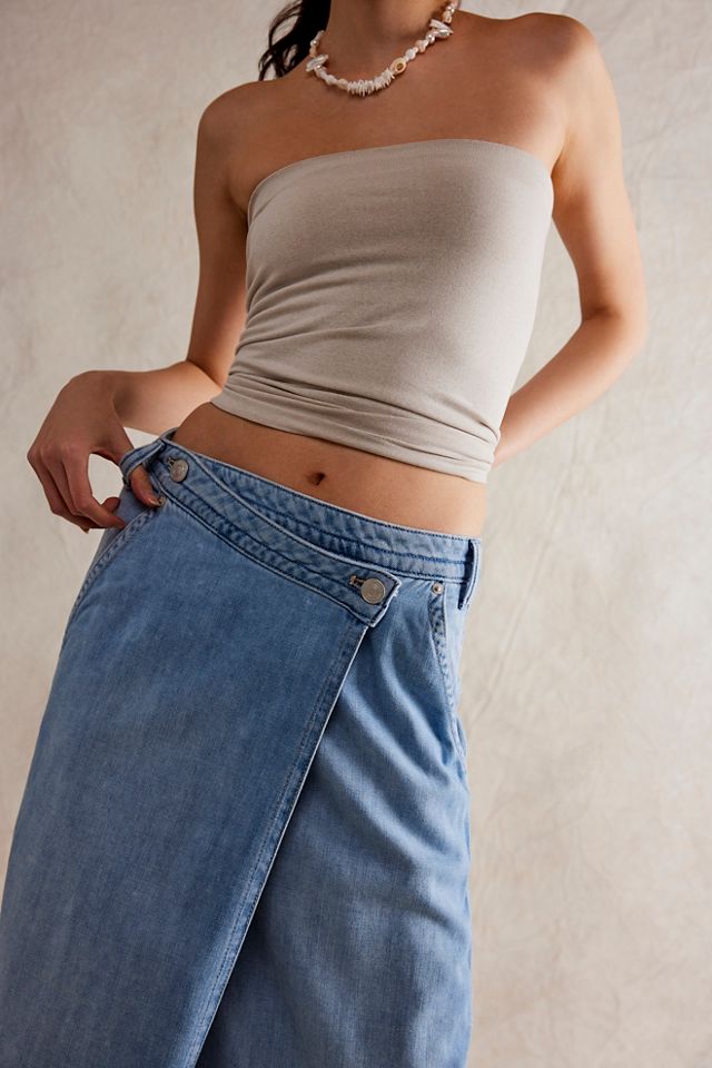 We The Free Roxie Denim Wrap Skirt #2