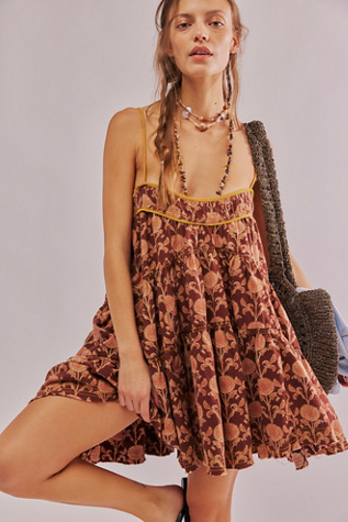 Wilder Days Printed Mini Dress at Free People in Neutral Combo, Size: Large