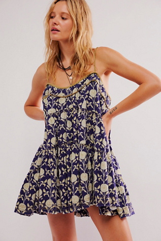 Wilder Days Printed Mini Dress at Free People in Moss Combo, Size: Large