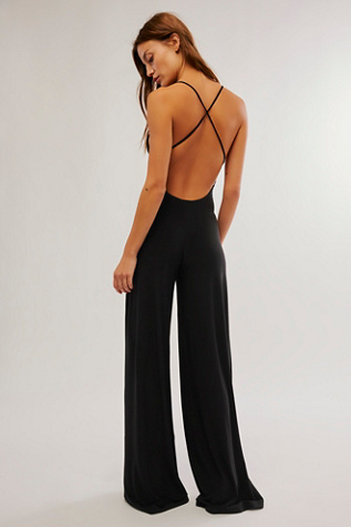 Norma Kamali Low-Back Slip Jumpsuit at Free People in Black, Size: XL