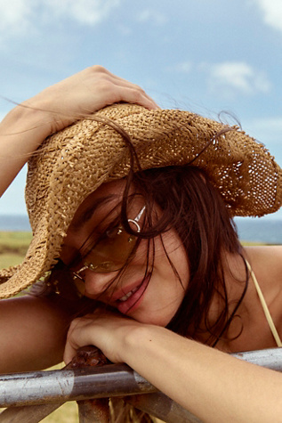 Candy Woven Cowboy Hat at Free People in Natural Combo