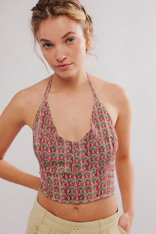 Rae Halter Top at Free People in Rosewood Combo, Size: Large