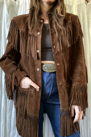 Mens vintage suede fringe jacket best sale