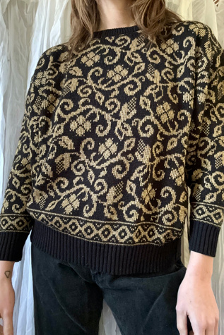 Vintage Black and Gold Sparkle Sweater Selected by Grievous Angel Vintage