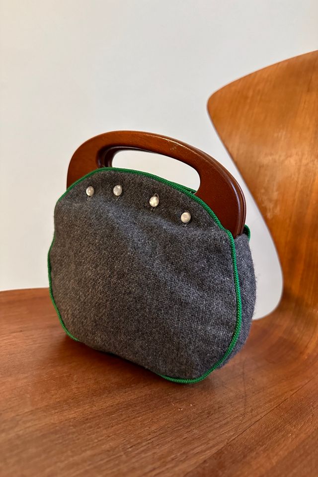 80s purse with wooden handles cheap