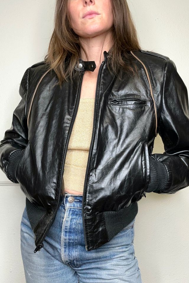 Free people black leather jacket hotsell