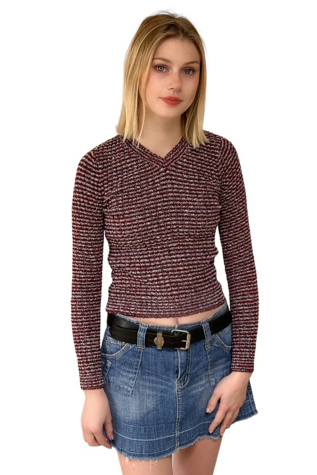 Vintage 1990's Ribbed V-Neck Sweater Selected By Afterlife Boutique