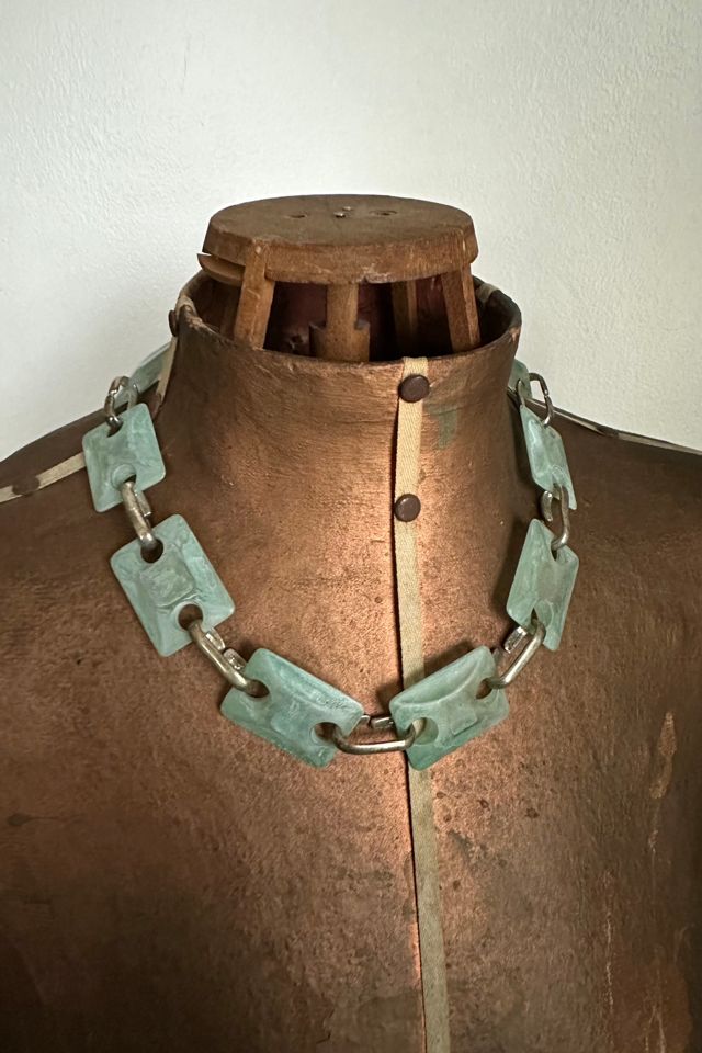 1960s Blue Square Chain Link Necklace Selected by Cherry #1