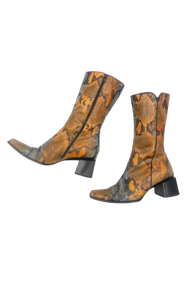 Orange snake print boots best sale