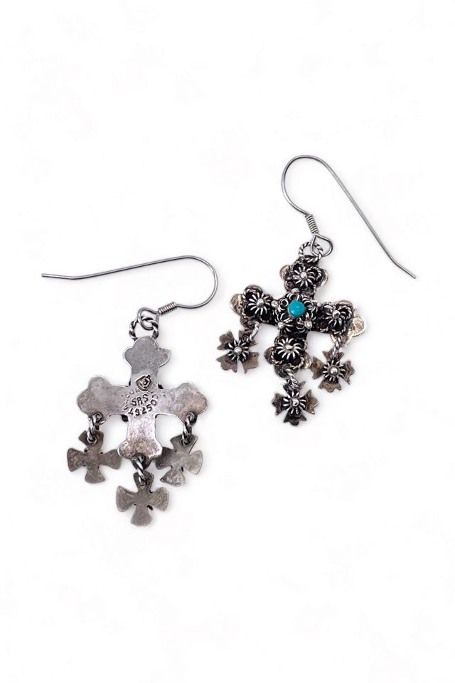 Vintage Sterling Silver Yalalag Cross Turquoise Drop Earrings Selected by MARMALADE #3
