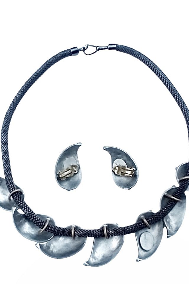 Designer Pewter Necklace & Earrings Set Selected by Garbage Soup #1