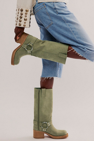 Kira Harness Boots by Jeffrey Campbell at Free People in Light Olive Nubuck, Size: US 8.5