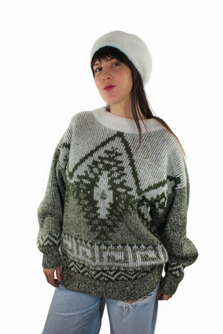 1980s Alpine Nordic Knit Oversized Sweater Selected By Moons + Junes Vintage