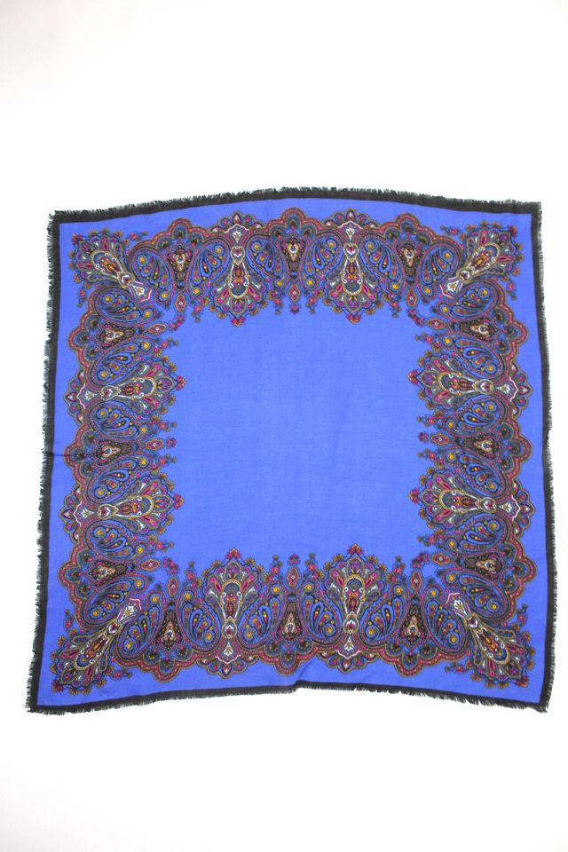 Vintage Royal Blue Paisley Bandana Tube Scarf Selected By Moons + Junes Vintage #1