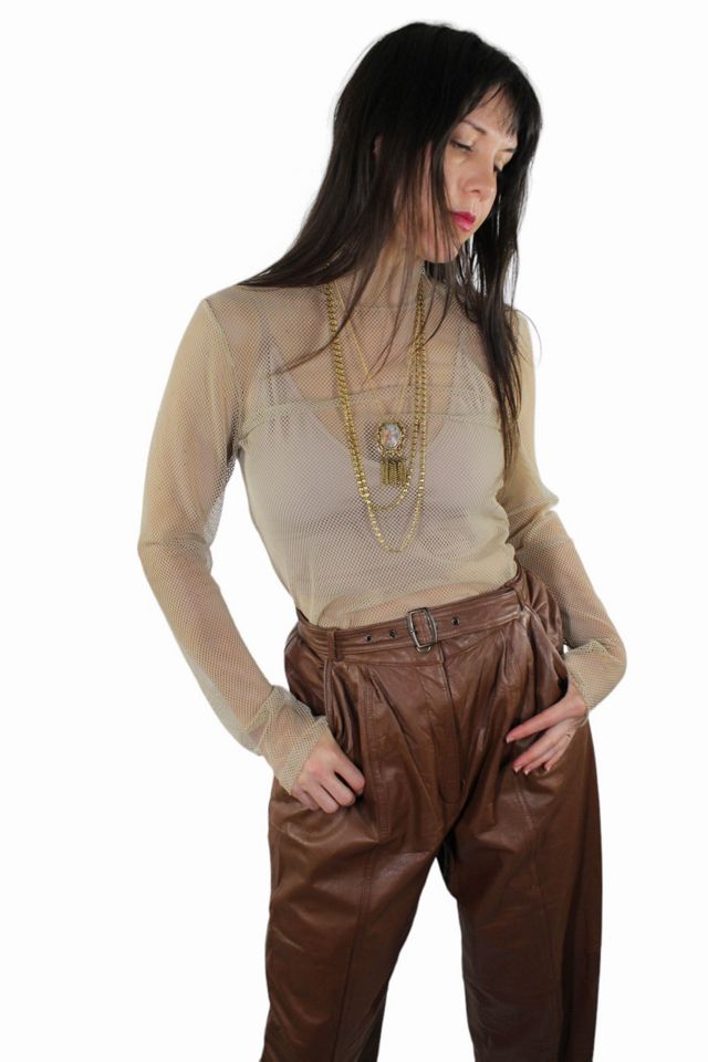 1980s High Waist Brown Leather Pants Selected By Moons + Junes Vintage