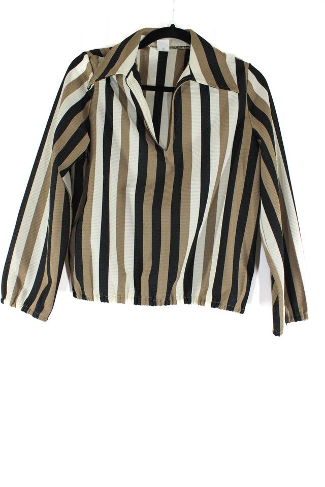 1970s Unisex Striped Boogie Nights Blouse Selected By Moons + Junes Vintage #2