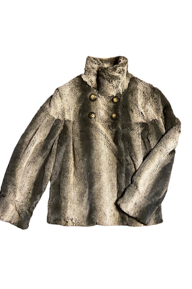 1980s Faux Fur Plush Two Tone Coat Selected By Moons + Junes Vintage #1