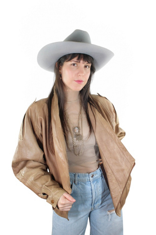 1980s Tan Leather Moto Jacket Selected By Moons + Junes Vintage