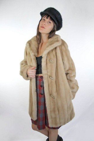 1960s Two Tone Buckled Faux Fur Trench Coat Selected By Moons + Junes Vintage