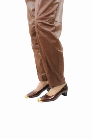 1990s Patent Faux Leather Gold Toe Heels Selected By Moons + Junes Vintage