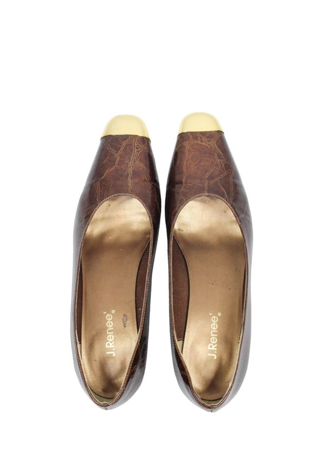 1990s Patent Faux Leather Gold Toe Heels Selected By Moons + Junes Vintage #3