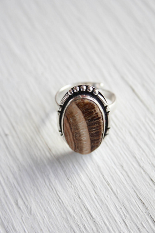 Aragonite Sterling Statement Adjustable Ring Selected By Moons + Junes Vintage