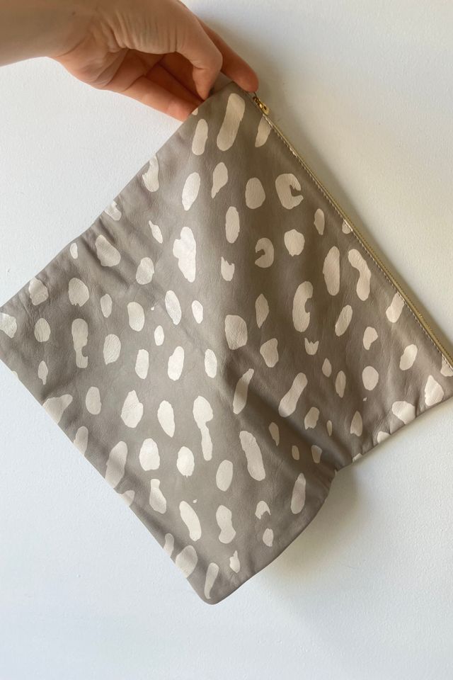 Clare V. Grey and White Foldover Clutch Selected by The Curatorial Dept. Free People