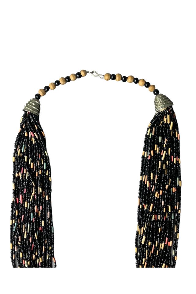 Vintage Multi-Strand Black Beaded Necklace Selected By Ankh By Racquel Vintage #2
