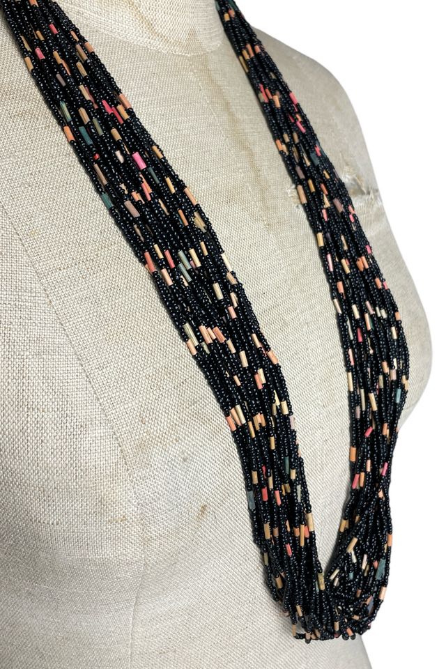 Vintage Multi-Strand Black Beaded Necklace Selected By Ankh By Racquel Vintage #3