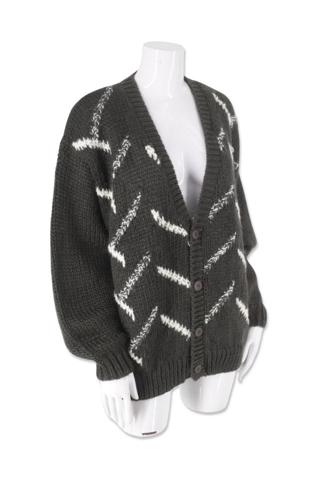 1980s Charcoal Handmade Cardigan Sweater Selected By Ritual Vintage #1