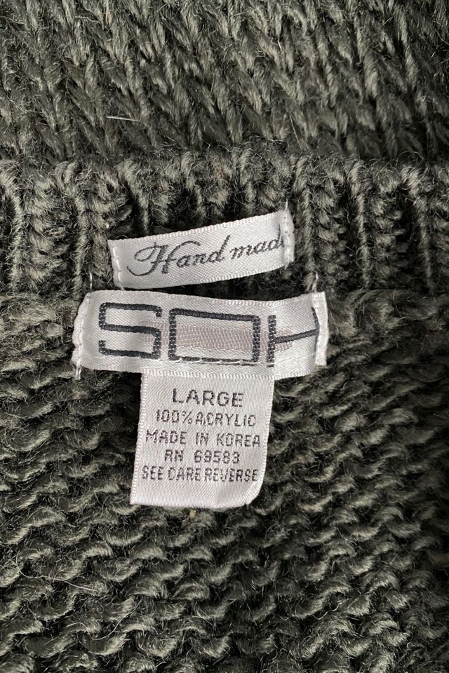 1980s Charcoal Handmade Cardigan Sweater Selected By Ritual Vintage #3