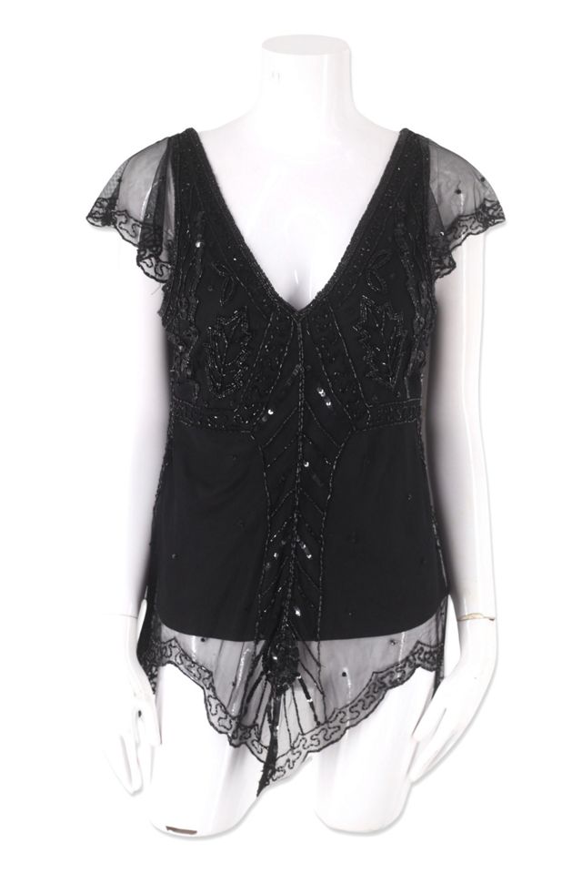 VINTAGE Sheer shops Beaded Top