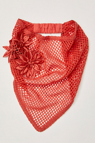 Baja Crochet Hair Scarf at Free People in Coral