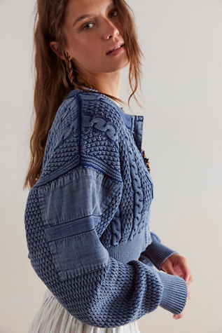 We The Free Heritage Cardi at Free People in Indigo, Size: Large